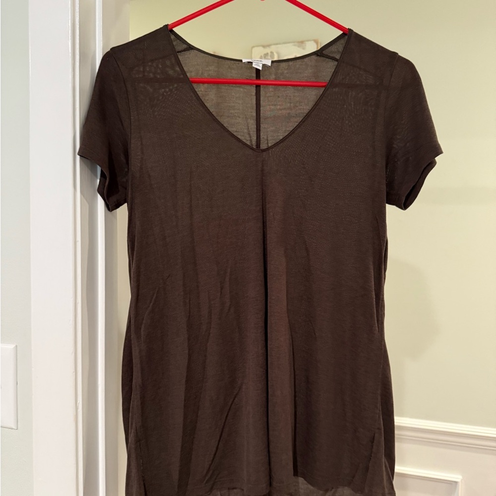 Vince Chocolate Brown Fitted Short Sleeve Tee